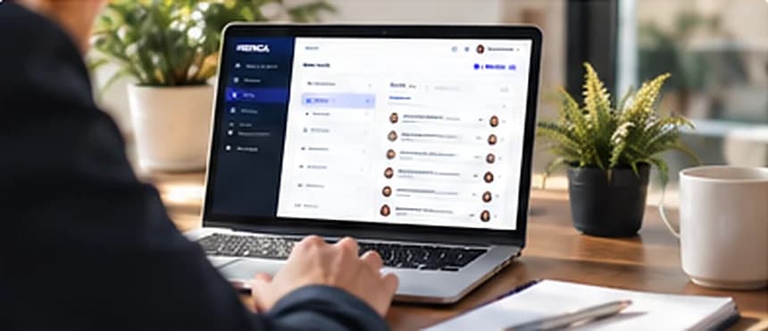Ordinateur portable sur un bureau professionnel